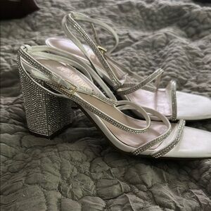 Elegant Silver Strappy Heels